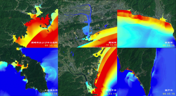 「京」による大規模実時間津波計算（高知県全域5m分解能、計6.8億格子）
