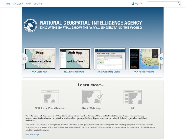 National Geospatial-Intelligence Agency Mapping Platform（トップページ）