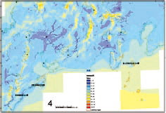 NEDO風況マップ（50m高さ、500mメッシュ）と国立・国定公園の重量（関東・東海地方沿岸）