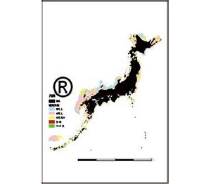 洋上風力発電用基礎マップの一部 沿岸域100kmの海底質分解(5分類）