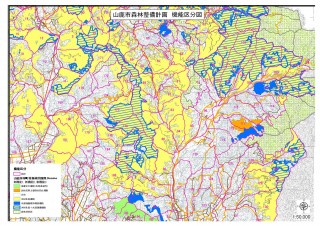 ゾーニングにより機能区分が付与された林班を表したマップ