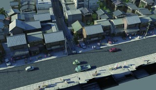 Esri CityEngine で作成された昭和 30 年代の街並み