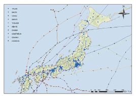 代表的な被害台風の軌跡（2003年-2011年）