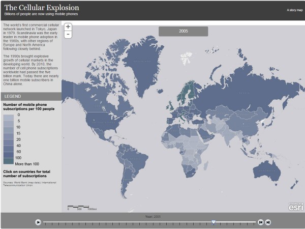 時系列でみる世界の携帯電話普及率