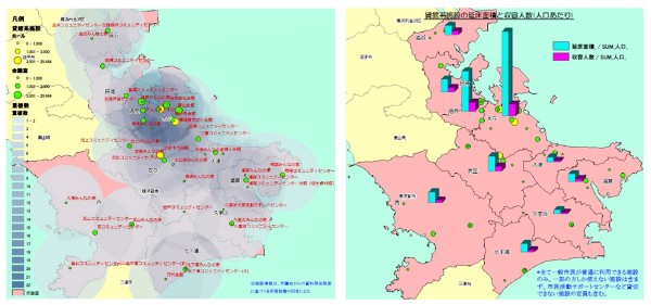 図1：貸館系施設の偏在を可視化