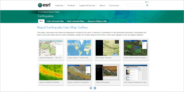 Esriユーザが作成したネパール地震関連マップ
