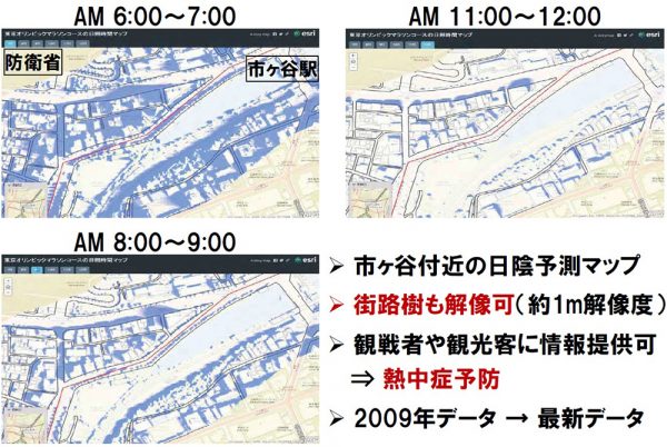 日陰マップ 時系列ごとの日陰予測