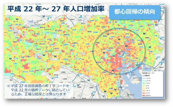 東京23区の町丁・字等別人口増減
