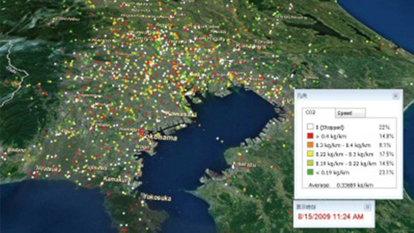 急ブレーキ多発地点やCO2排出量を可視化