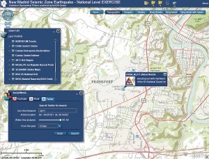 訓練の間、ソーシャルメディアのウィジェットを使い、ケンタッキー州緊急事態管理局公衆情報の職員の場所を特定することができた。