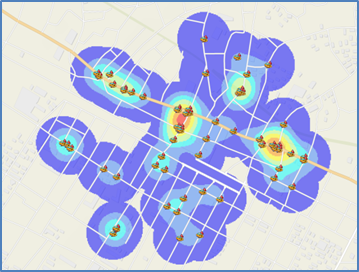 密度解析により、事故多発エリアを導き出す