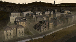 暗澹な荒廃後の中央ヨーロッパの街並み