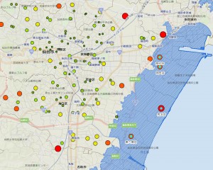 災害の影響範囲に含まれる施設を検索し集計したい