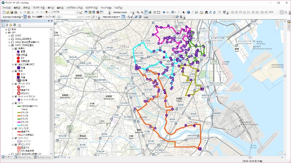 配送ルートのシミュレーション