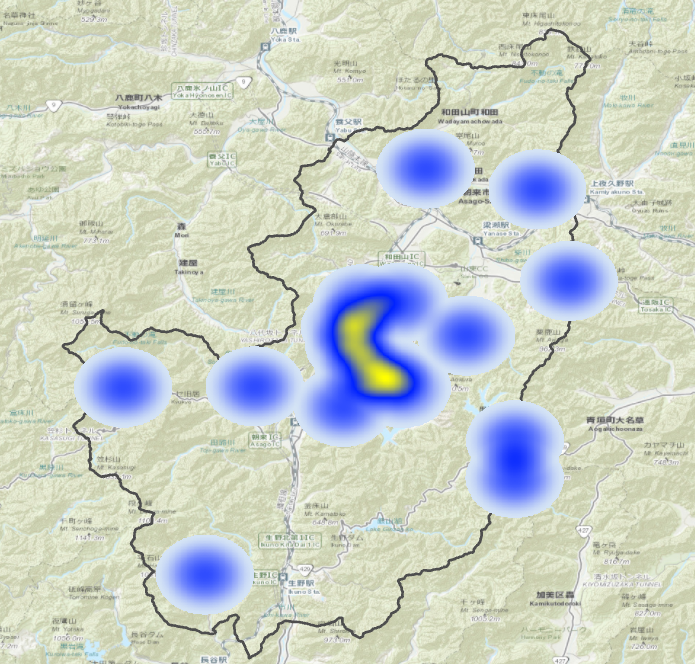 買い物難民だけをヒートマップで表示
