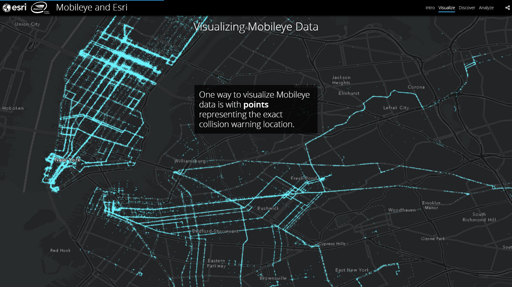衝突警告が発生した地図上にポイントを表示