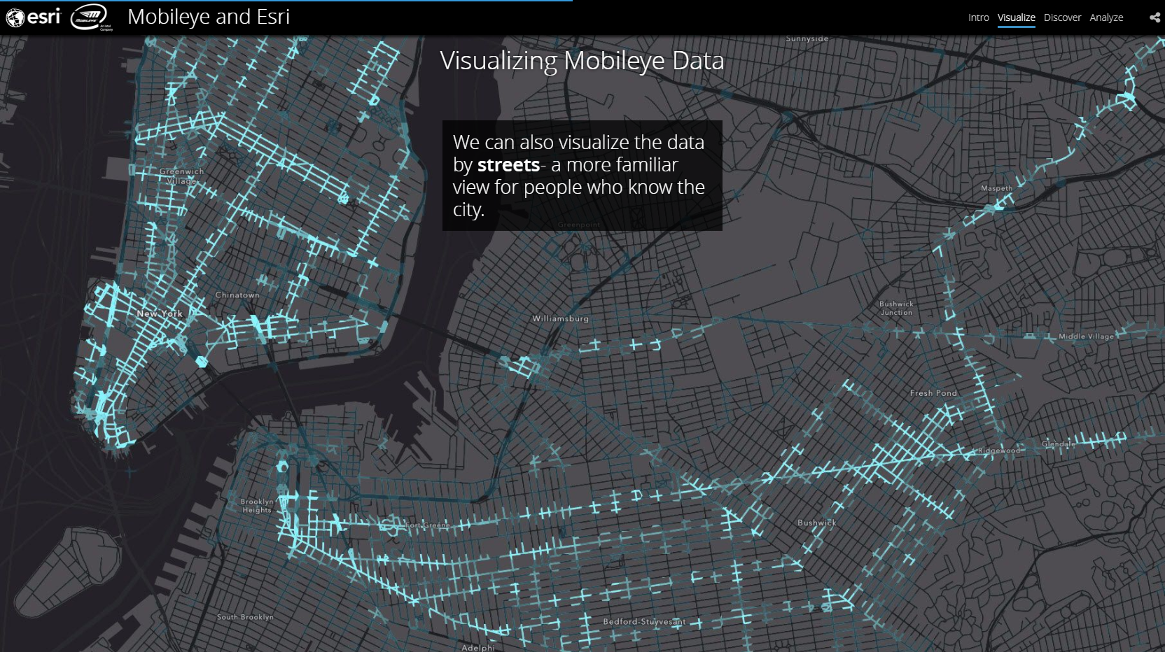 集計した情報を道路地図に合わせて表示