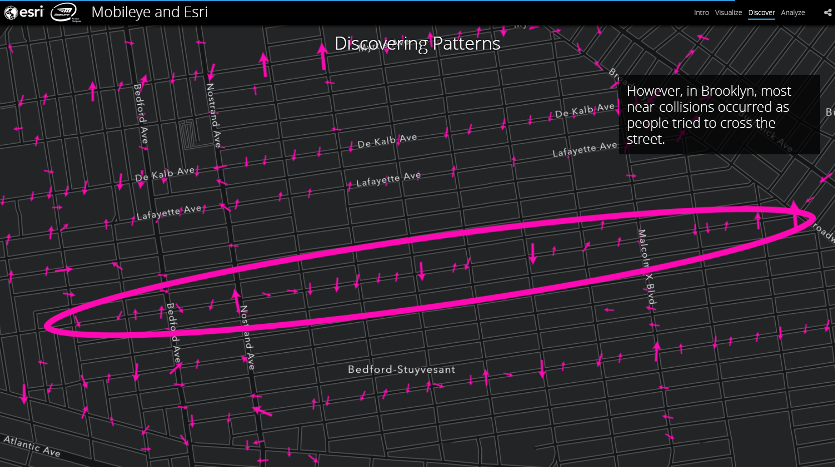 ブルックリンでは、道路を横切ろうとした人に衝突警告が発生する傾向となっている