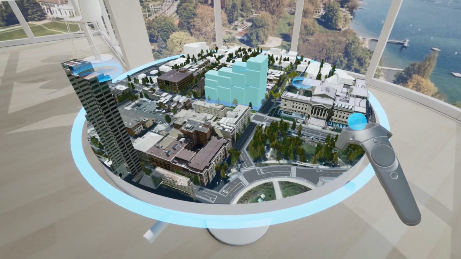 3D 都市モデルを利用して作成した仮想の街並み