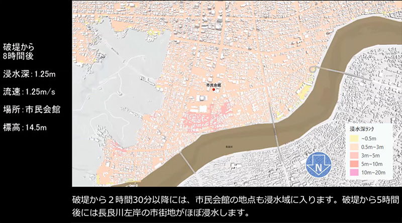 浸水シミュレーション動画（鳥目線）