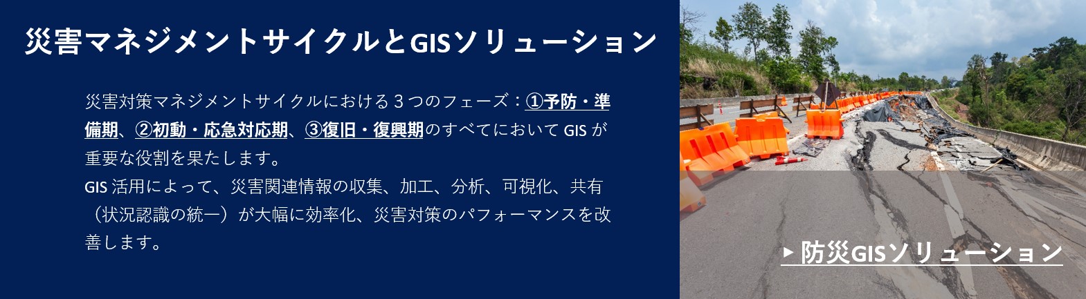 災害マネジメントサイクルとGISソリューション