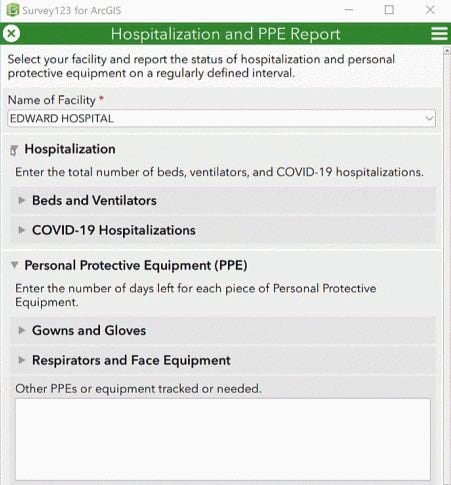 ArcGIS Survey123 による PPE 在庫状況報告アプリ