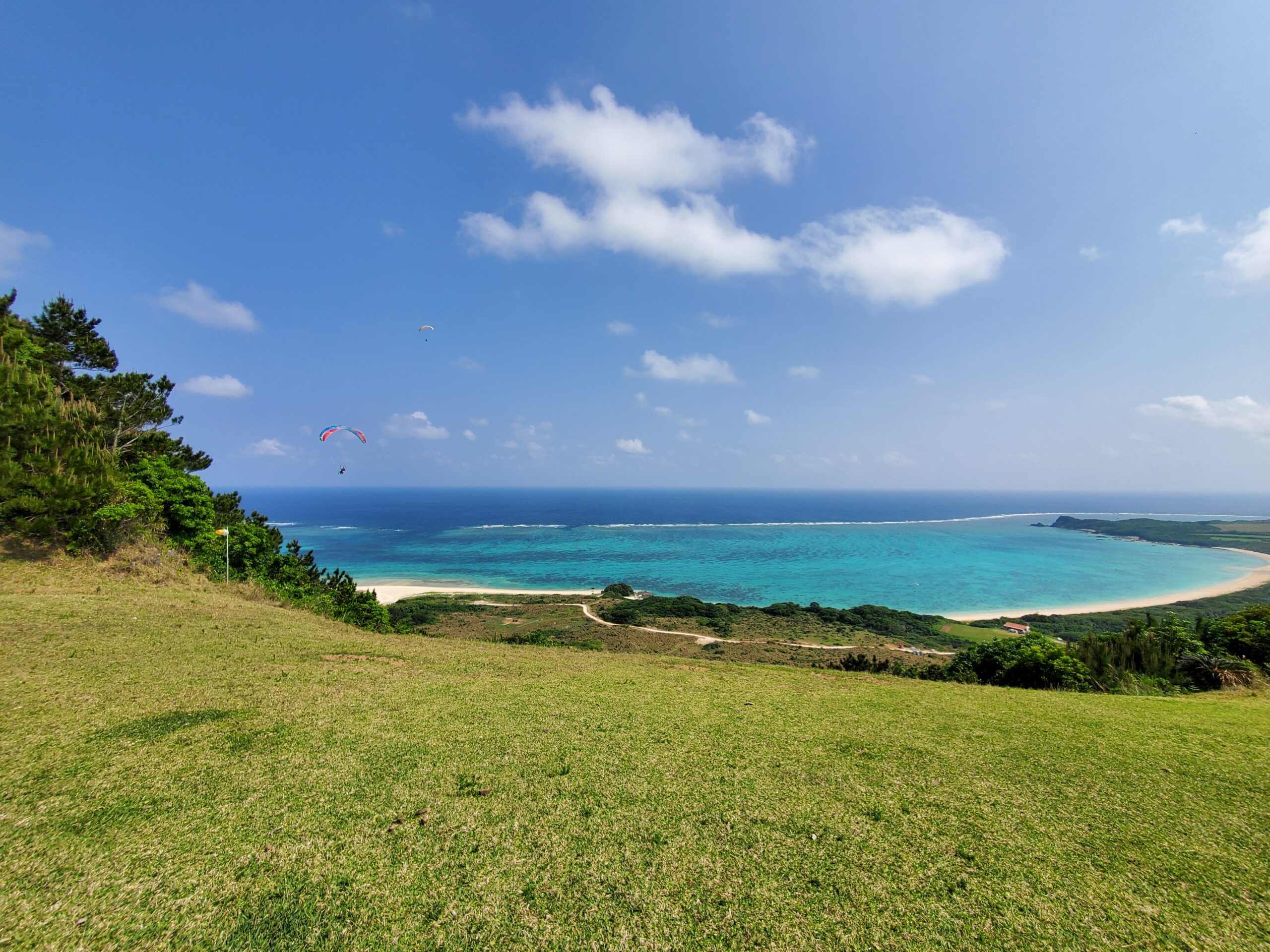 石垣島の丘から見える美しい海の画像