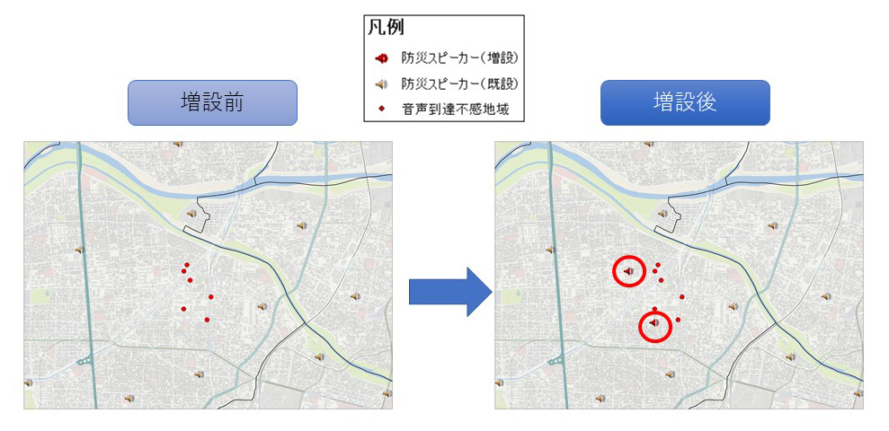 音声が到達しなかったエリアへの防災スピーカーの増設
