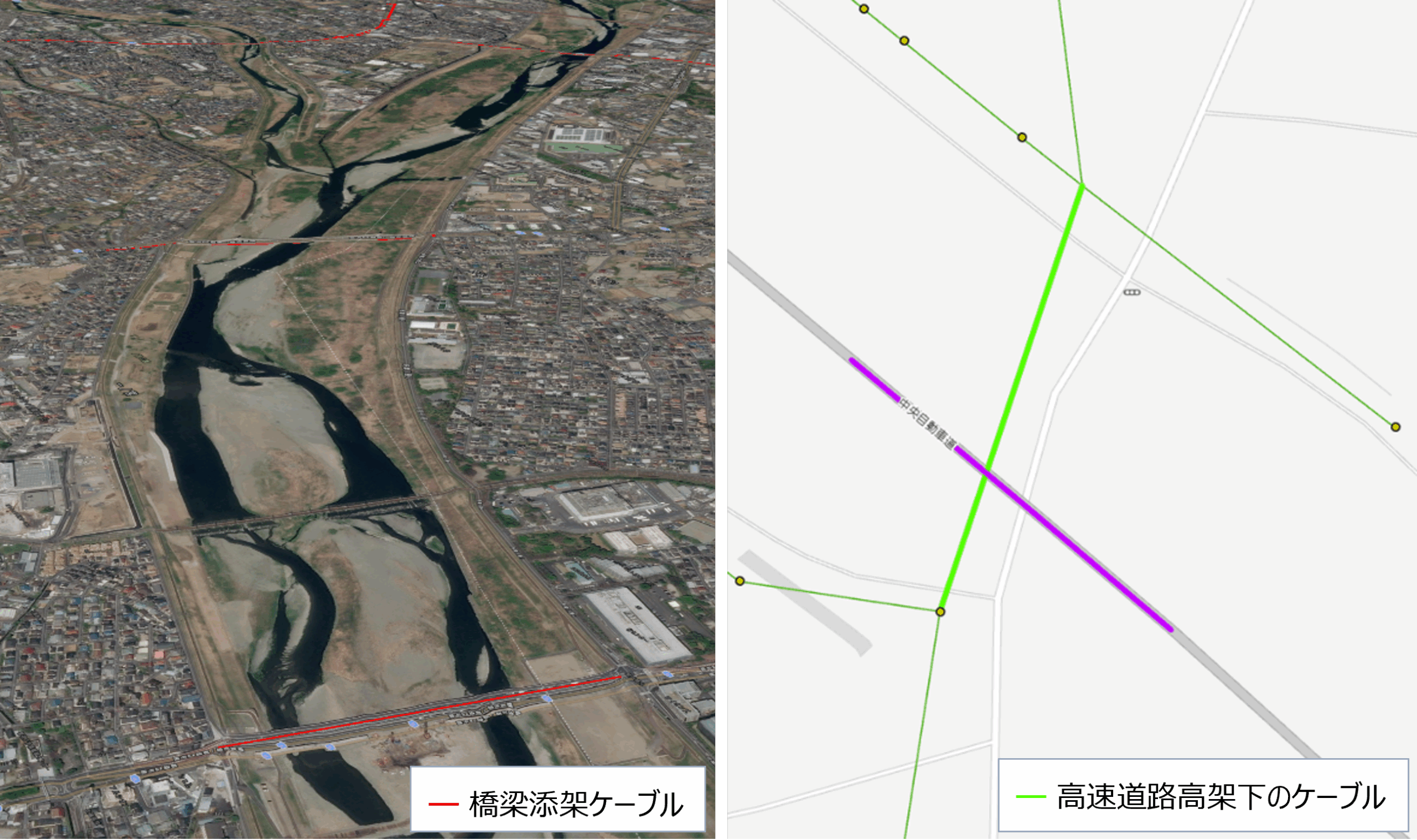 図 3 通信ケーブルの道路等横断・縦断箇所抽出