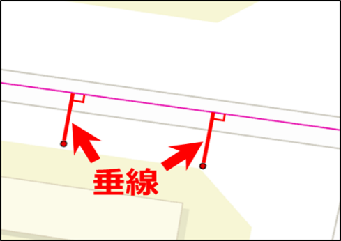 電柱から最も近い道路中心線に下した垂線の例