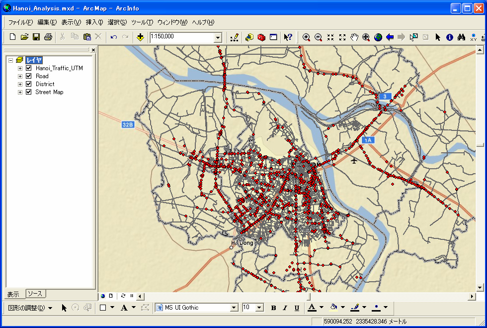 ハノイ市における交通外傷発生マップ