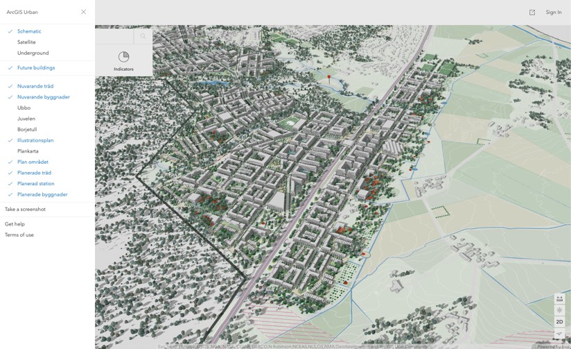 空港とストックホルムを結ぶ高速鉄道のルートが上から下に向かって走っているのが見える。