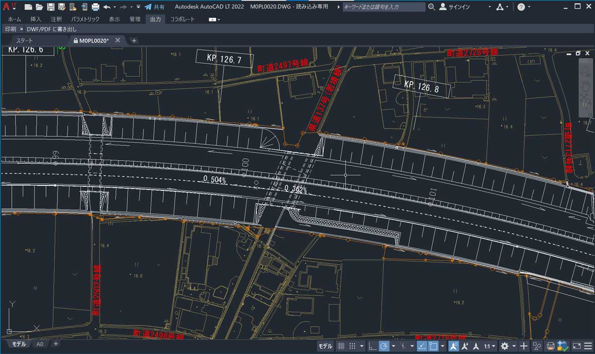 AutoCAD での表示