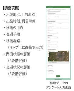 移動データのアンケート入力画面