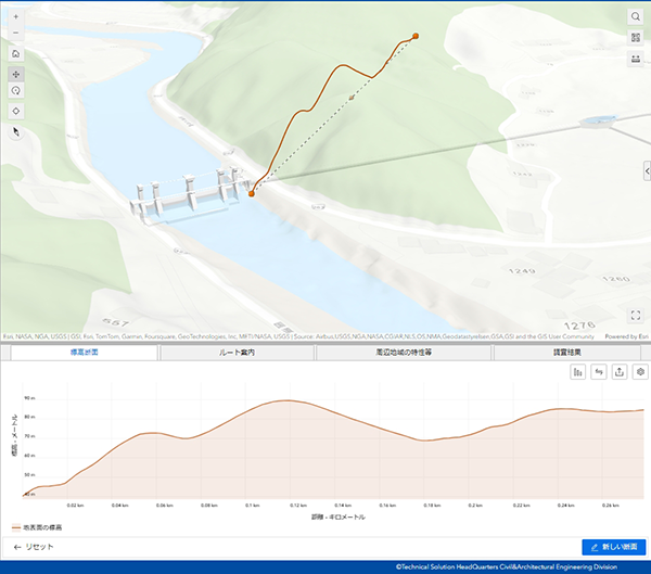 3D データによる地形断面の確認