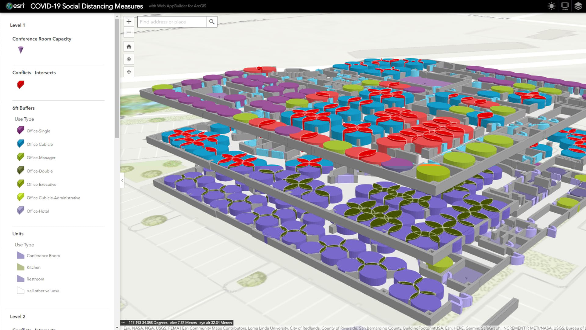 ソーシャルディスタンスを配慮した屋内の什器配置を可視化