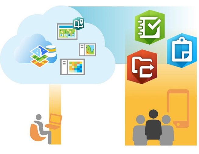 ArcGIS Apps で利用するデータを作成しているイラスト