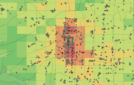 支店・ATMの分布と周辺人口分析