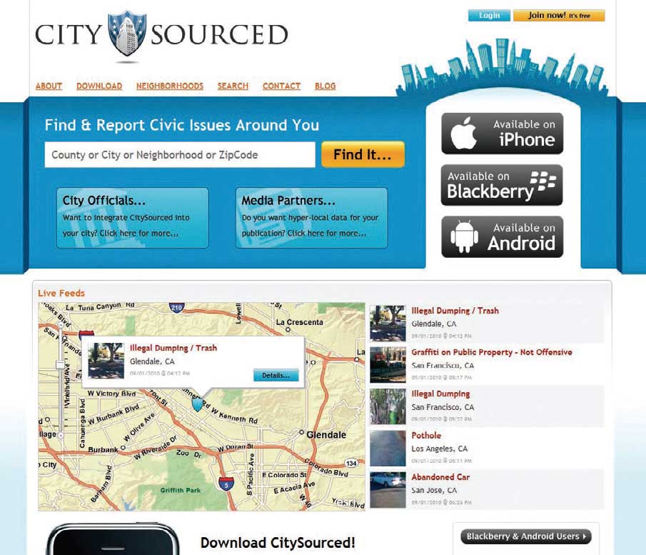 住民はオンラインで問題を報告したり、他の市民の報告状況を閲覧することもできる。