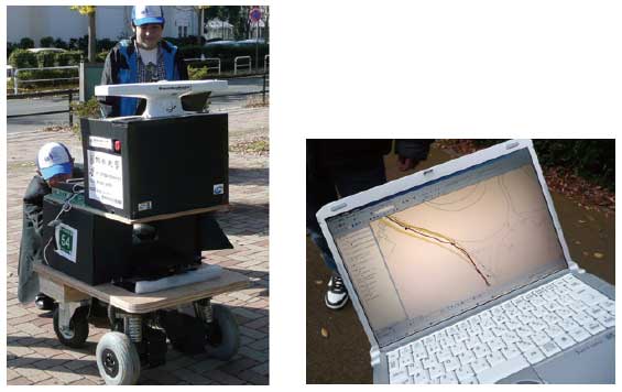 つくばチャレンジ出場ロボットとGISによる地図編集風景