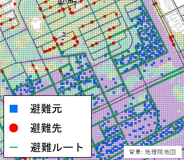 ルート解析による津波からの避難行動の推定