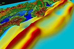スーパーコンピューター「京」で解析した津波シミュレーションをアニメーションにより可視化