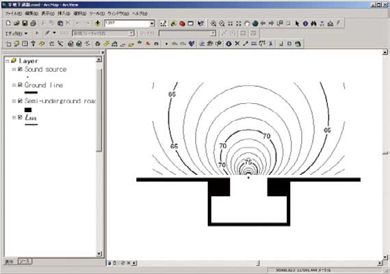 高架道路、半地下部における騒音予測②