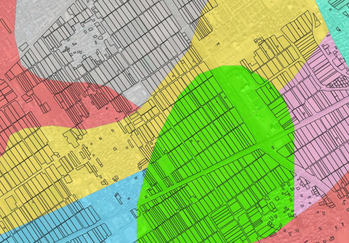 ＜筆ポリゴンの活用イメージ②＞
筆ポリゴンと土壌分類情報（農研機構の日本土壌インベントリー）を重ね合わせて農地に関する情報の分析に貢献