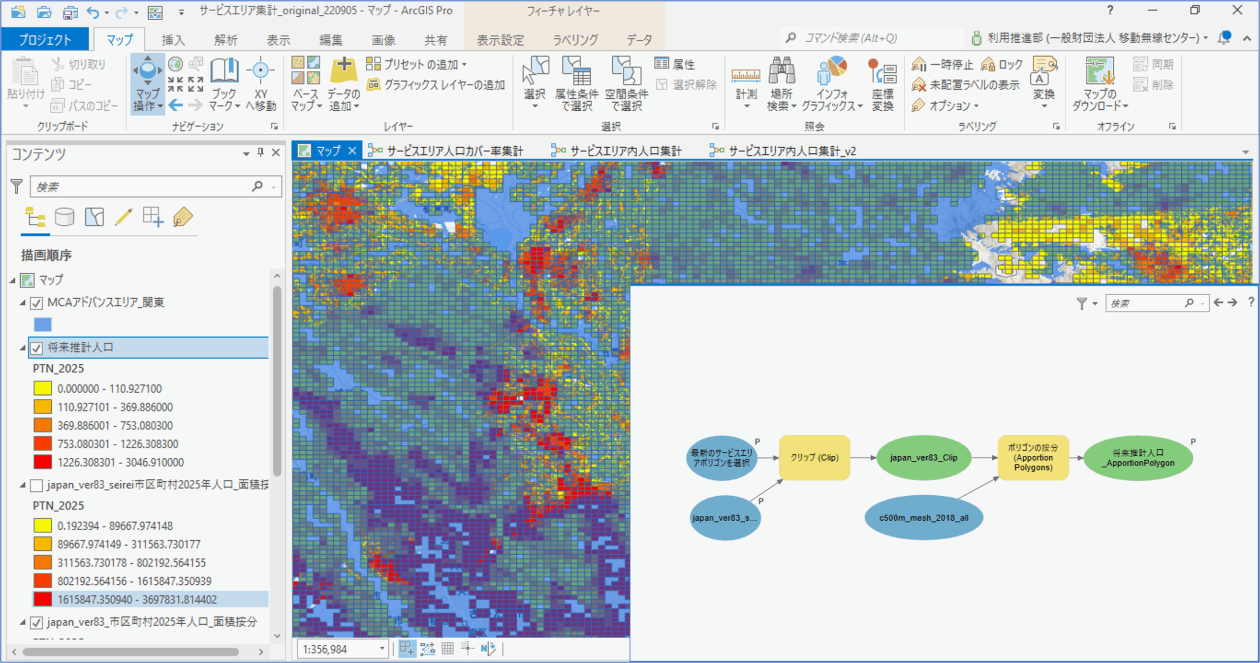 サービスエリア内人口カバー率集計