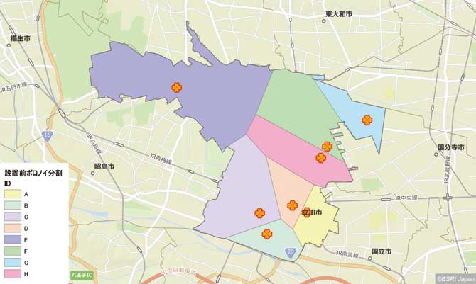 ボロノイ分割による需給変化の推計（新規サテライト事業所設置前）