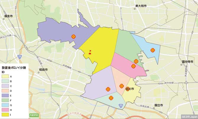 ボロノイ分割による需給変化の推計（新規サテライト事業所設置後）