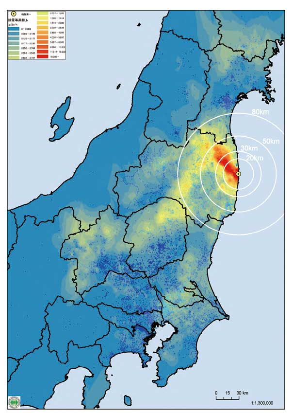 空間線量の面的分布推定マップ