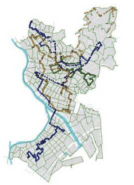 青色防犯パトロール車の移動経路