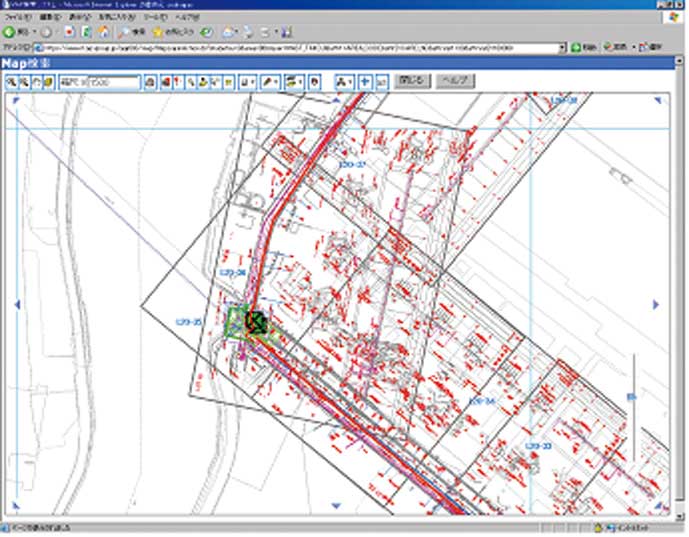 図-１　CAD図面とGISを融合した高圧幹線の表示